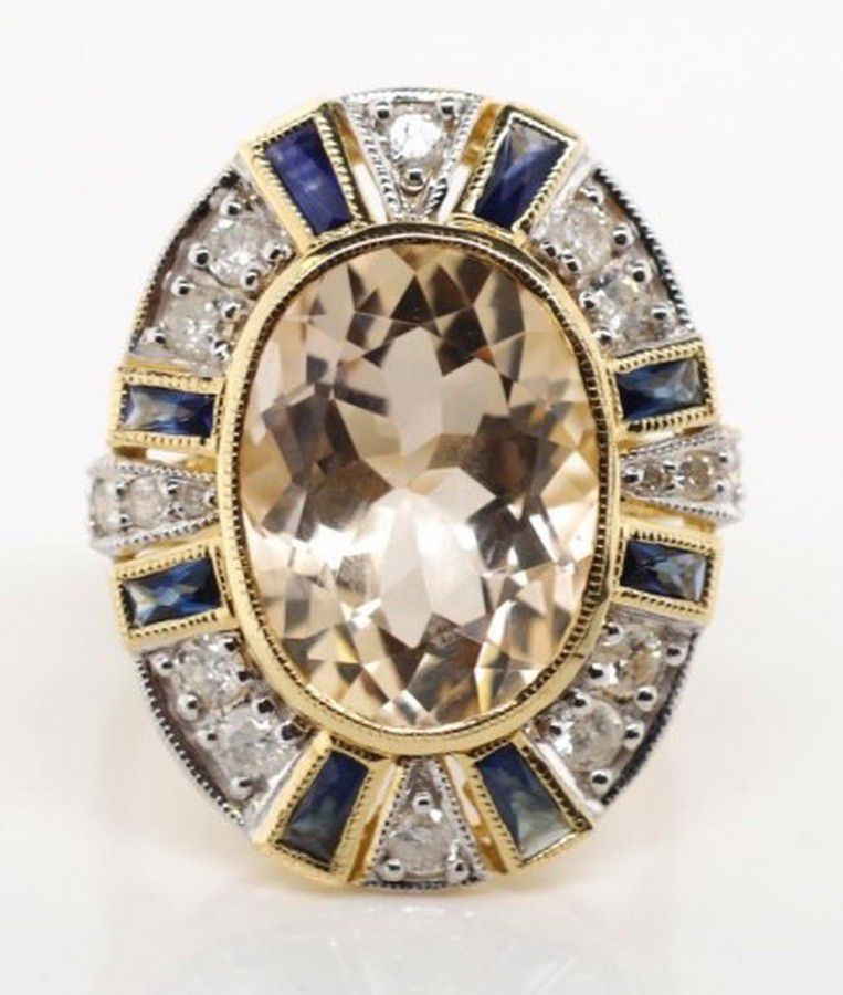 sapphire and diamond cocktail ring of Art Deco