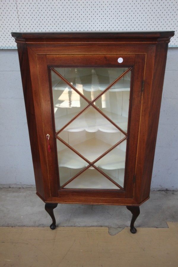Victorian mahogany corner china cabinet on cabriole legs - Cabinets