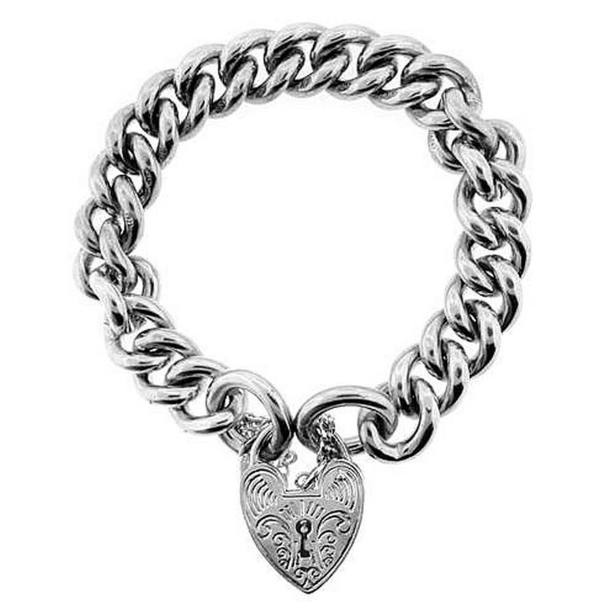 Sterling Silver Heart Padlock Bracelet - Bracelets/Bangles - Jewellery