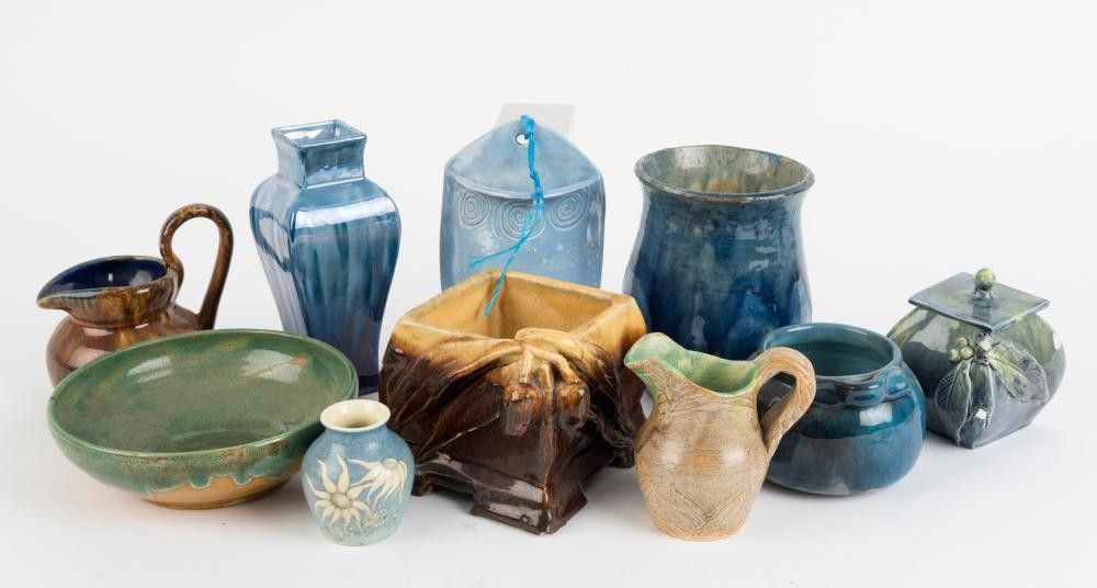 Ten assorted Australian Art pottery vases and jugs including ...