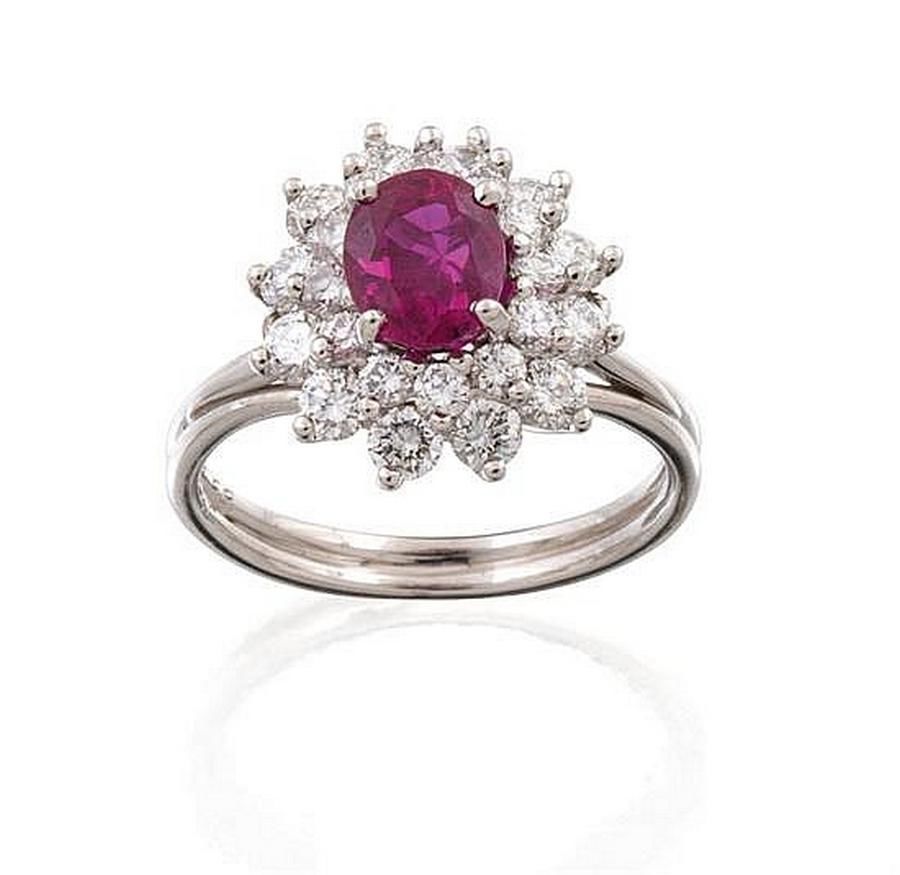 Tiffany Ruby and Diamond Cluster Ring - Rings - Jewellery