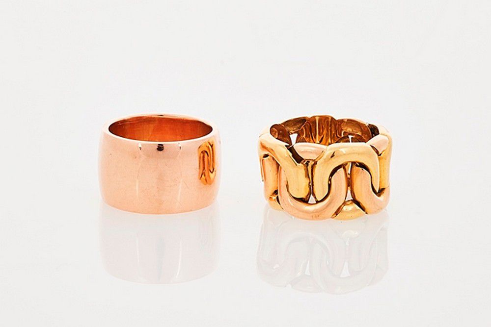 Interlocking Gold Rings with Plain Band - Set of 3 - Rings - Jewellery