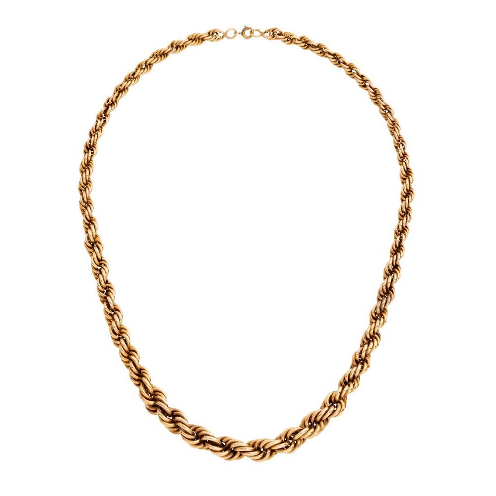 15ct Gold Graduating Rope Necklace, 28.5g, Clasp in Base Metal ...