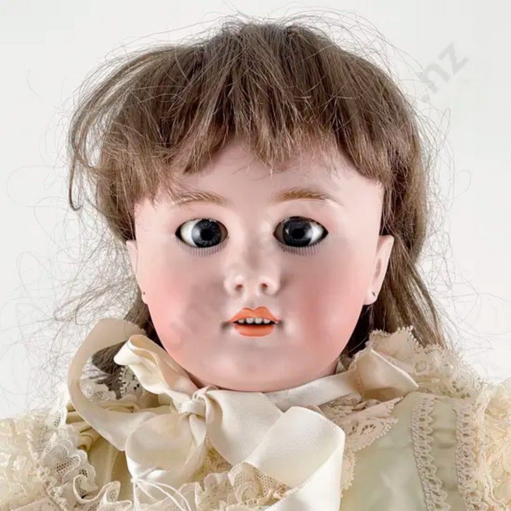 Tete Jumeau Bisque Doll with Blue Eyes and Brown Wig - Bisque - Dolls