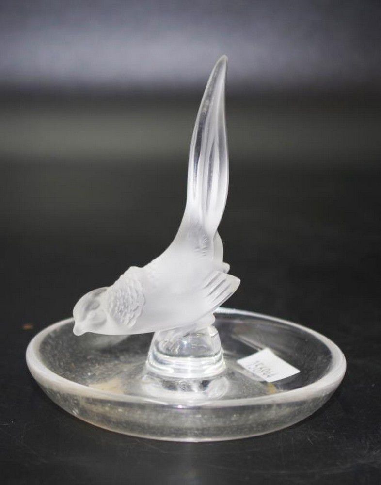 Lalique Pheasant Bird Ring Dish - 10cm Height - French - Glass