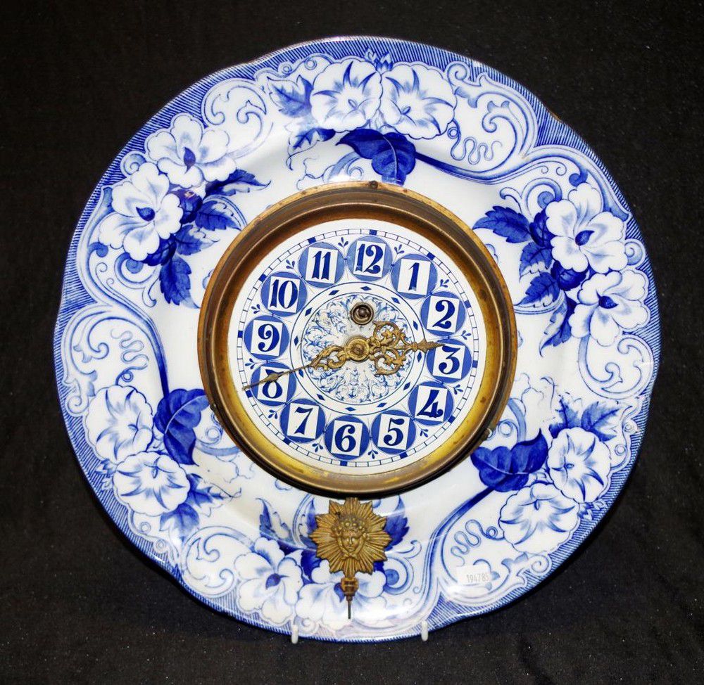 Blue & White French Ceramic Wall Clock Clocks Zother Horology