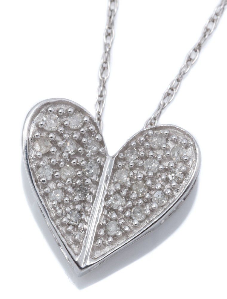 10ct Diamond Heart Pendant on White Gold Chain - Pendants/Lockets ...