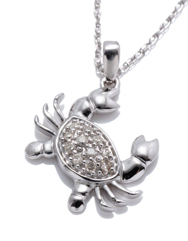 Silver Diamond Crab Pendant Necklace - Pendants/Lockets - Jewellery