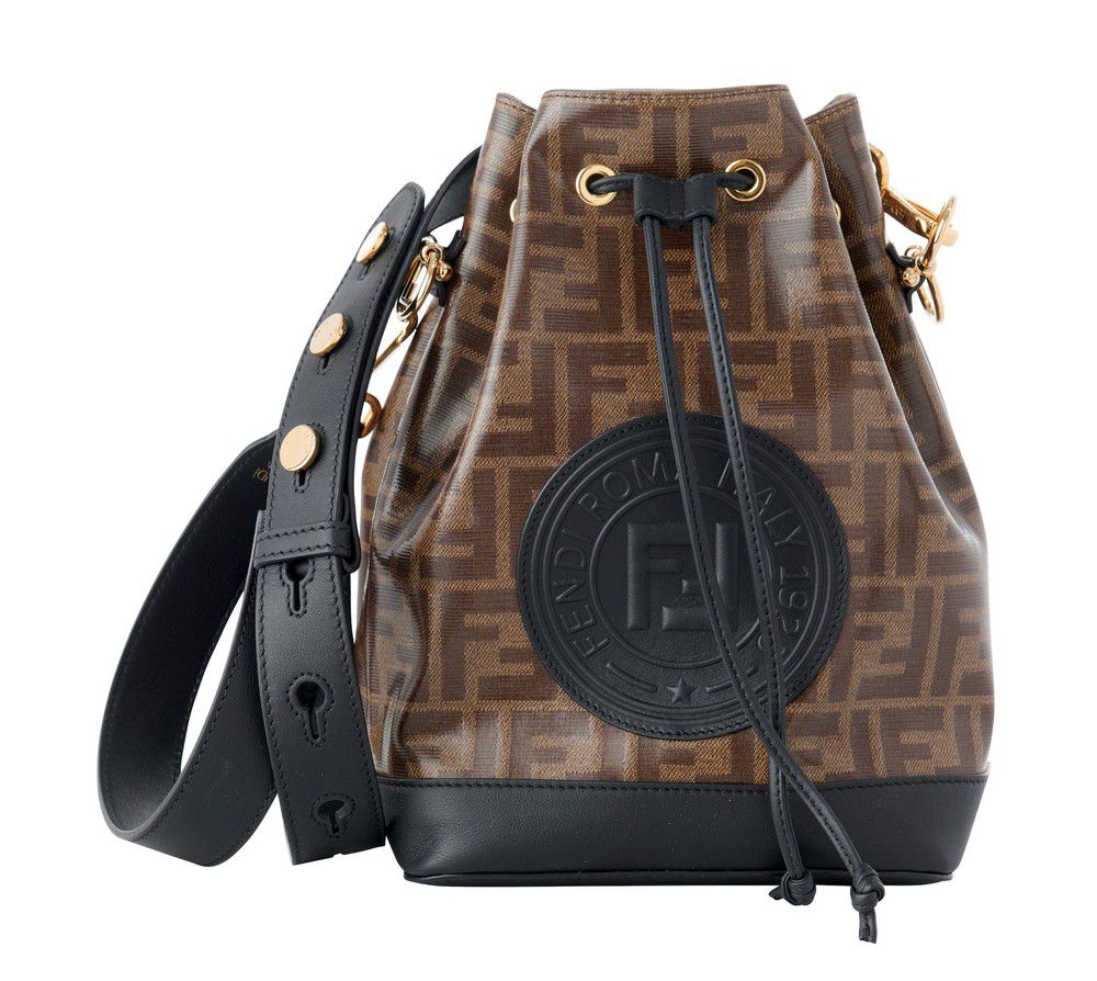 Fendi Zucca Bucket Bag with Leather Trim and Strap - Handbags & Purses ...