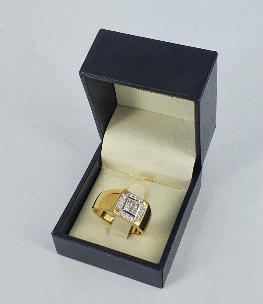 18ct Gold Diamond Gents Ring with 0.40ct Diamonds - Rings - Jewellery