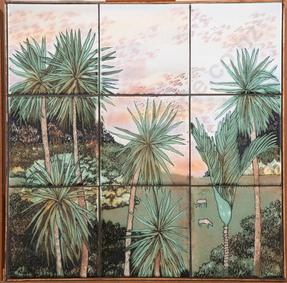 Ceramic Landscape Panel on Grid Zother Art