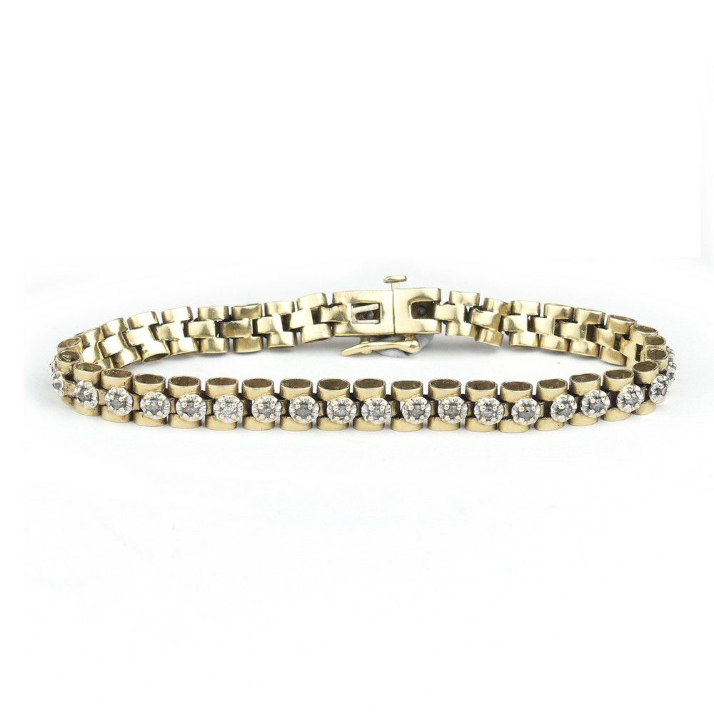Vintage Diamond Link Bracelet in 14ct Yellow Gold - Bracelets/Bangles ...