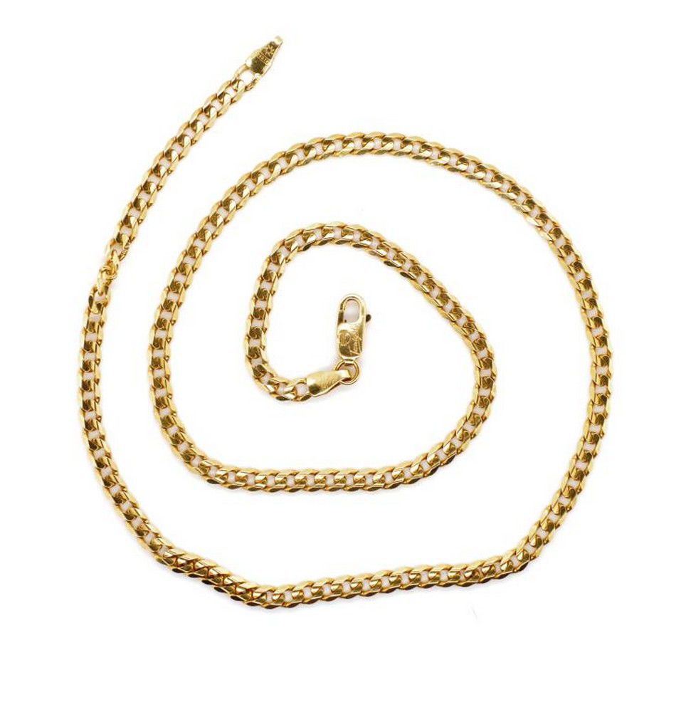 18ct Yellow Gold Curb Chain Necklace - 44cm Length - Necklace/Chain ...