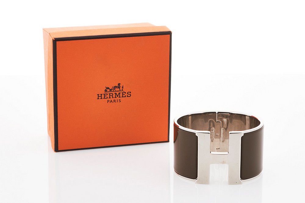 Hermes Taupe Enamel Extra Wide Clic Clac Bracelet - Handbags & Purses ...