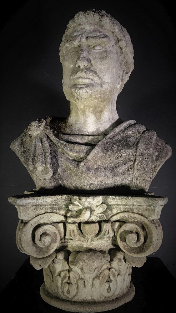 Classical Emperor Bust with Weathering and Moss - Roman - Antiquities