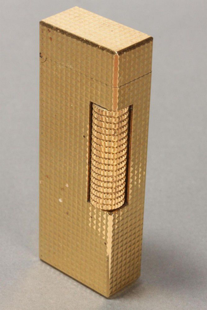 Rectangular Dunhill Gold Plated Lighter with Cut Patterning - Smoking ...