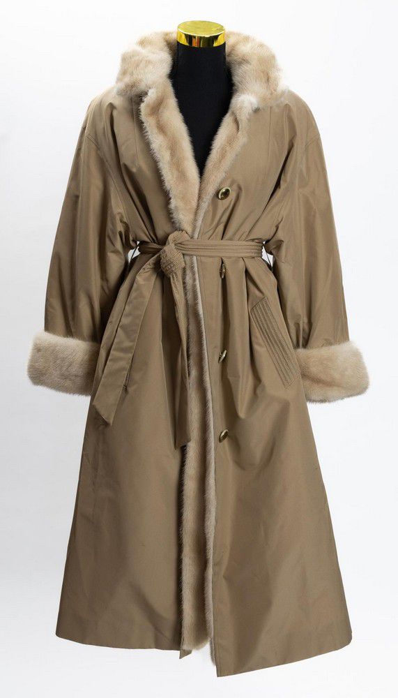 Cream Mink Trench Coat, Size 10 - Furs - Costume & Dressing Accessories
