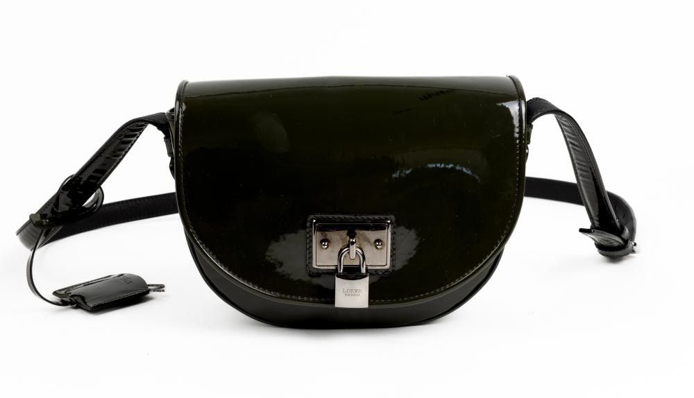 Olive Green Loewe Patent Leather Bag with Dust Bag - Handbags & Purses ...