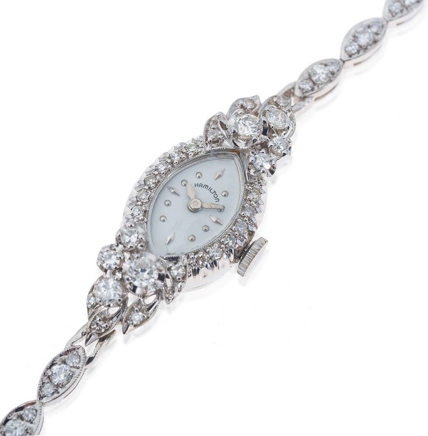 Hamilton Diamond Cocktail Watch in 14ct White Gold - Watches - Wrist ...