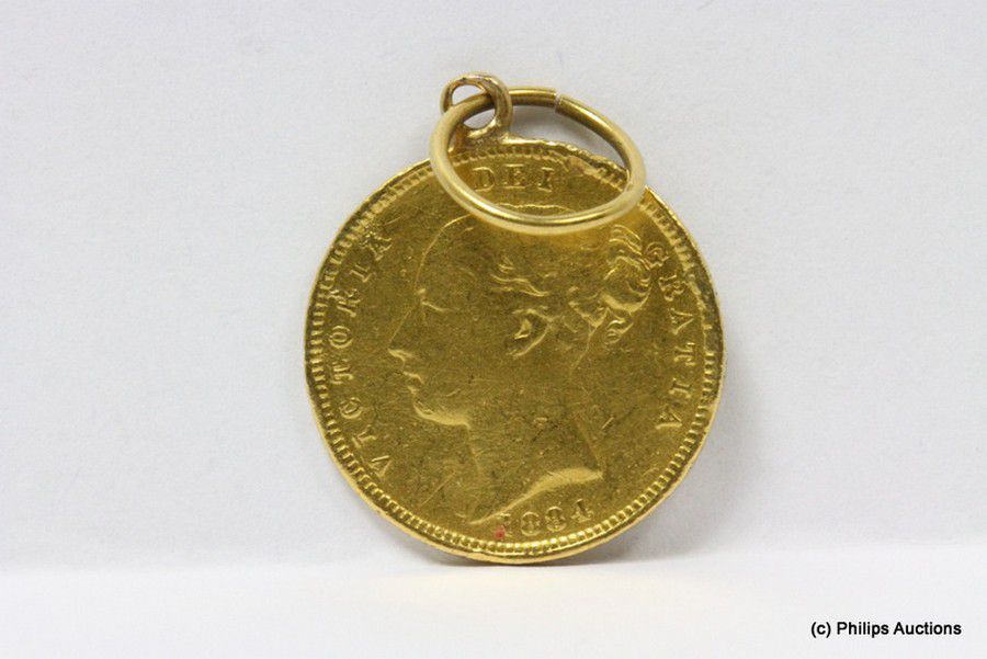 1884 Gold Half Sovereign Pendant with Young Victoria - Coins ...