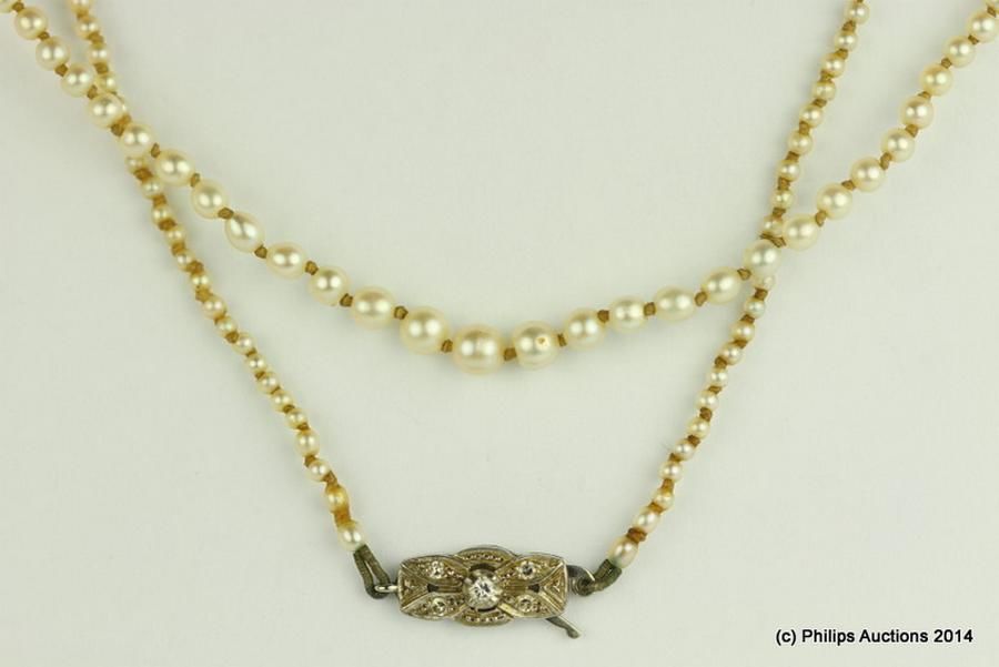 Natural Pearl Strand with Diamond Clasp - Necklace/Chain - Jewellery