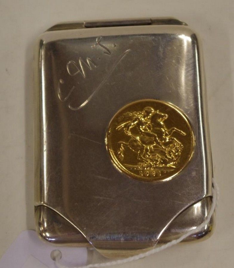 1921 Gold Sovereign Sterling Silver Vesta Set - Smoking Accessories ...