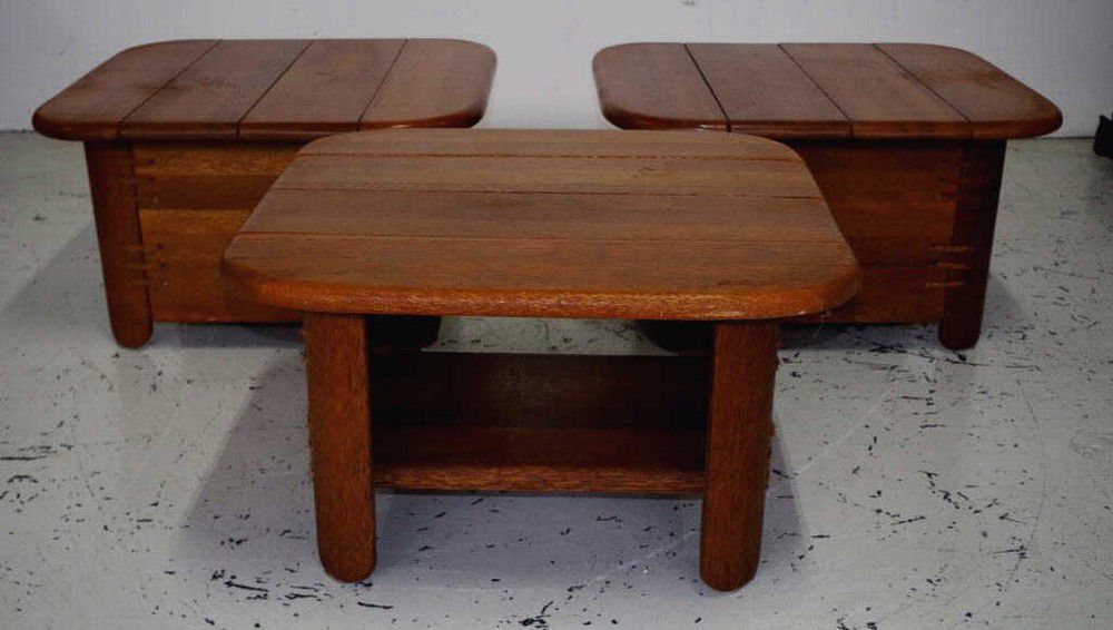 Set of Three Coconut Wood Occasional Tables Tables Wine and
