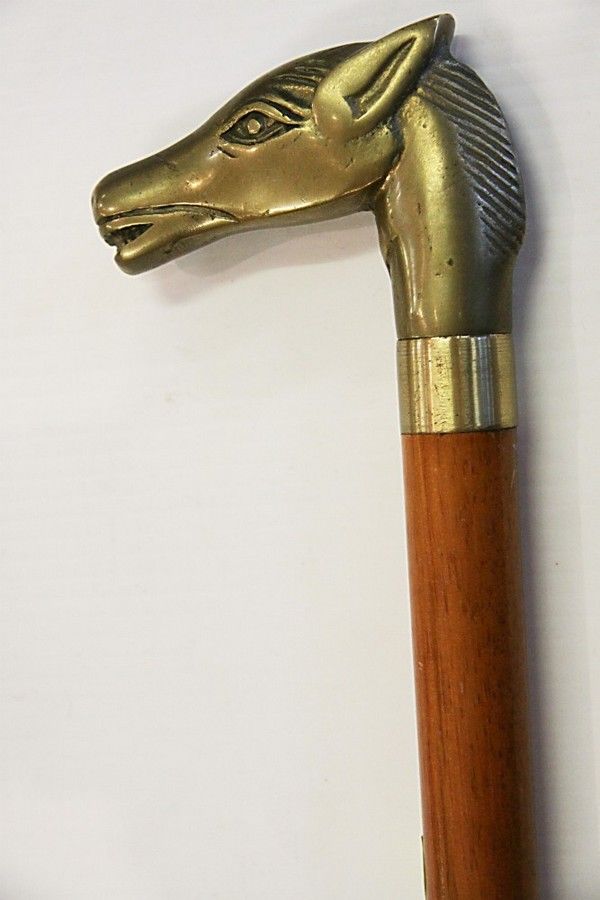 Brass Horse Head Handle Cane