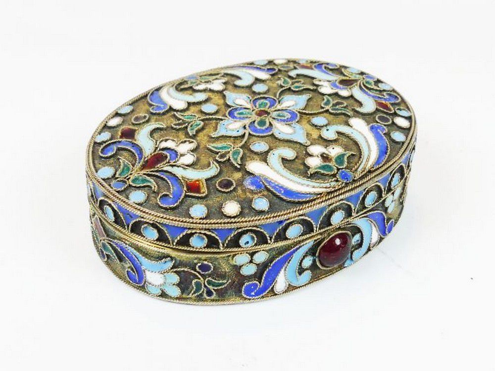 Russian Cloisonne Enamel Silver Snuff Box - Snuff - Recreations & Pursuits