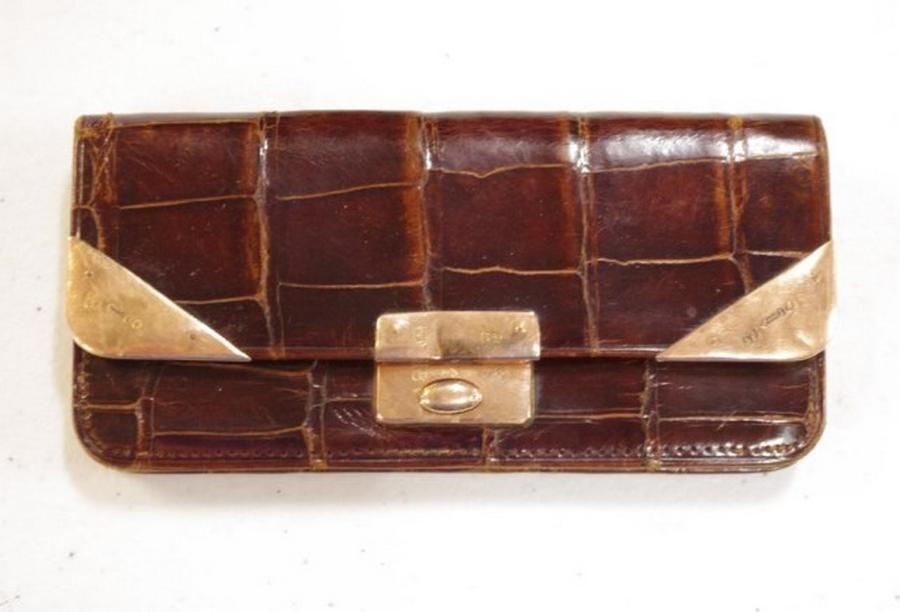 Edwardian Crocodile Skin Gold Purse by Henry Marshall - Handbags ...