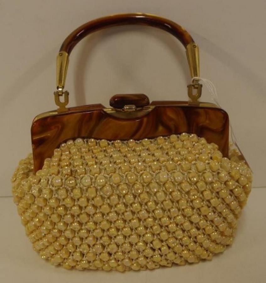 Beaded Handbag with Lucite Handle and Fittings - Handbags & Purses ...