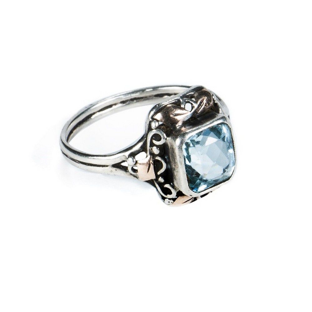 Aquamarine and Gold Leaf Ring - Rings - Jewellery