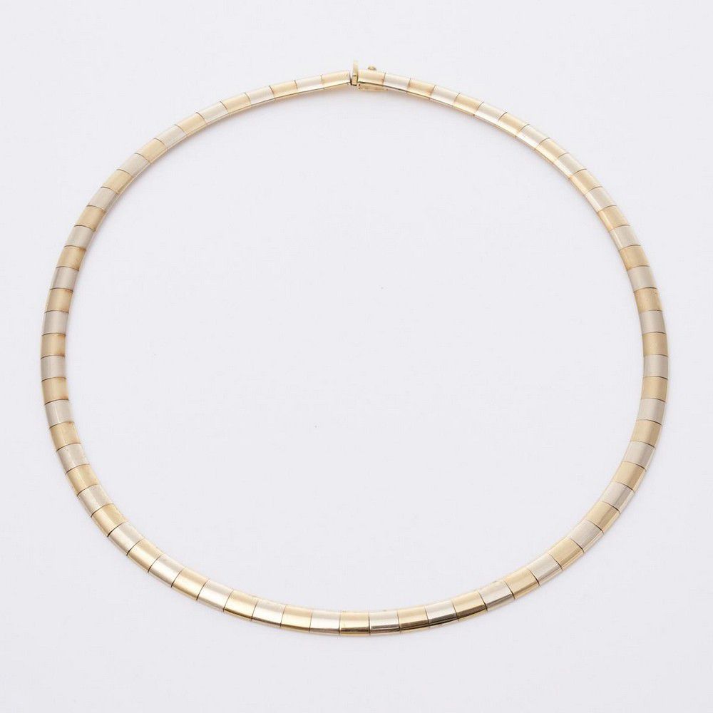 Italian Bi-Gold Omega Collier - 18ct, 40.60g, 45cm - Necklace/Chain ...