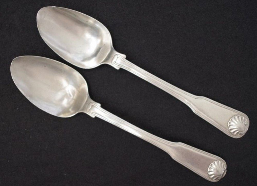 Gemwo Chinese Sterling Silver Serving Spoons, 1850 Zother Oriental