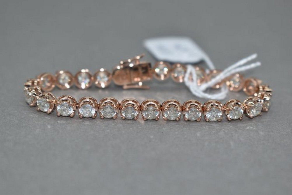 27 Diamond Tennis Bracelet in 14ct Rose Gold - Bracelets/Bangles ...