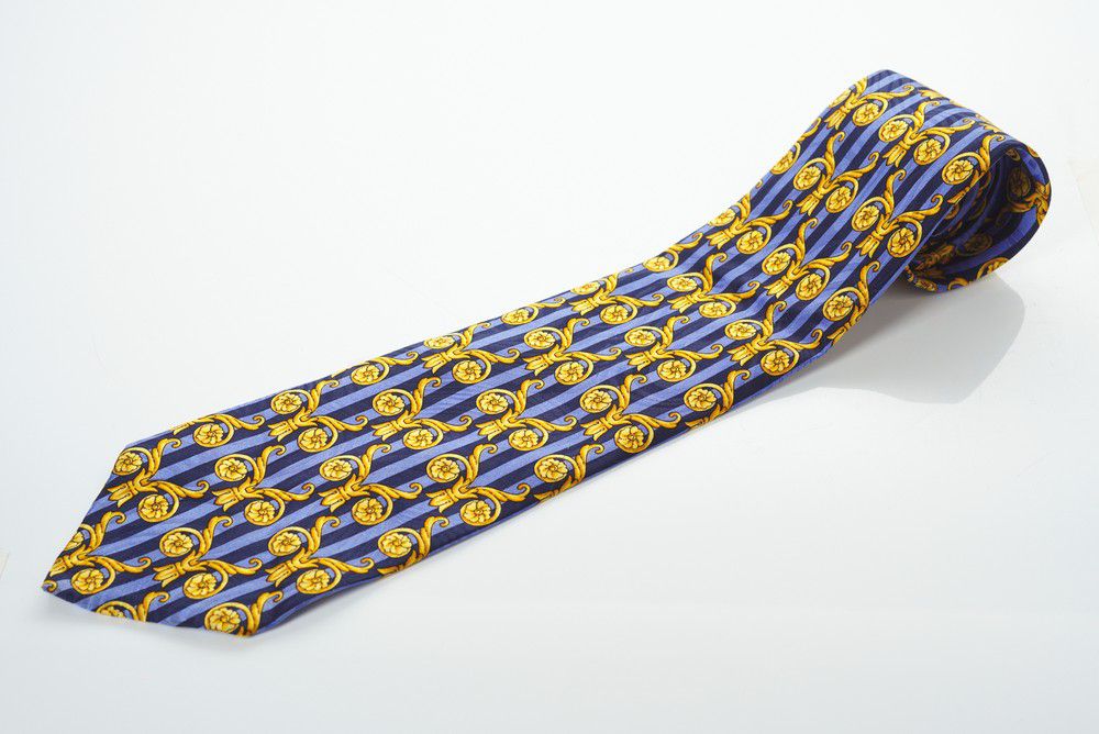 Gianni Versace's Gold Classical Motif Silk Tie - Clothing - Men's