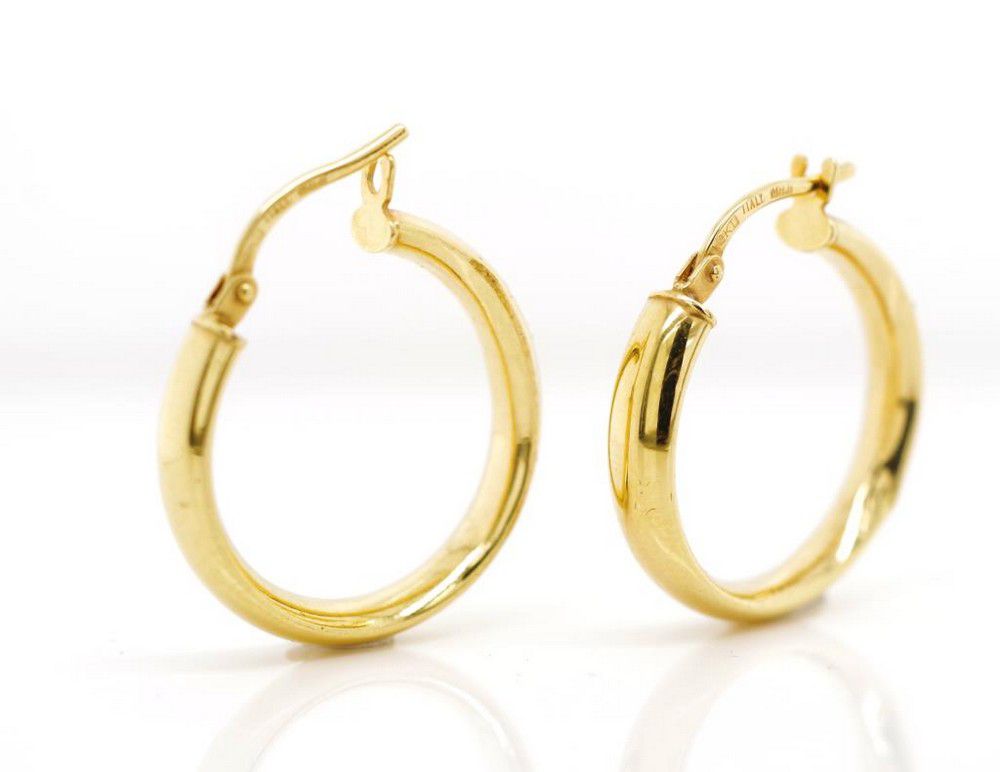 9ct Gold Hoop Earrings, 19.5mm Width, 1.42g Weight - Earrings - Jewellery