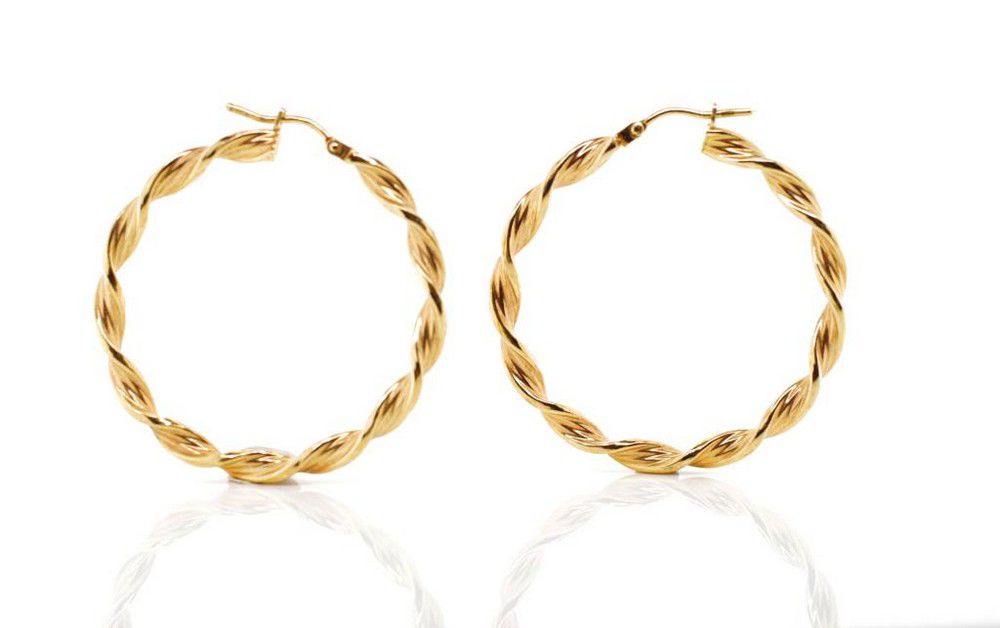 Rose Gold Twist Hoop Earrings - 9ct London Marked - Earrings - Jewellery