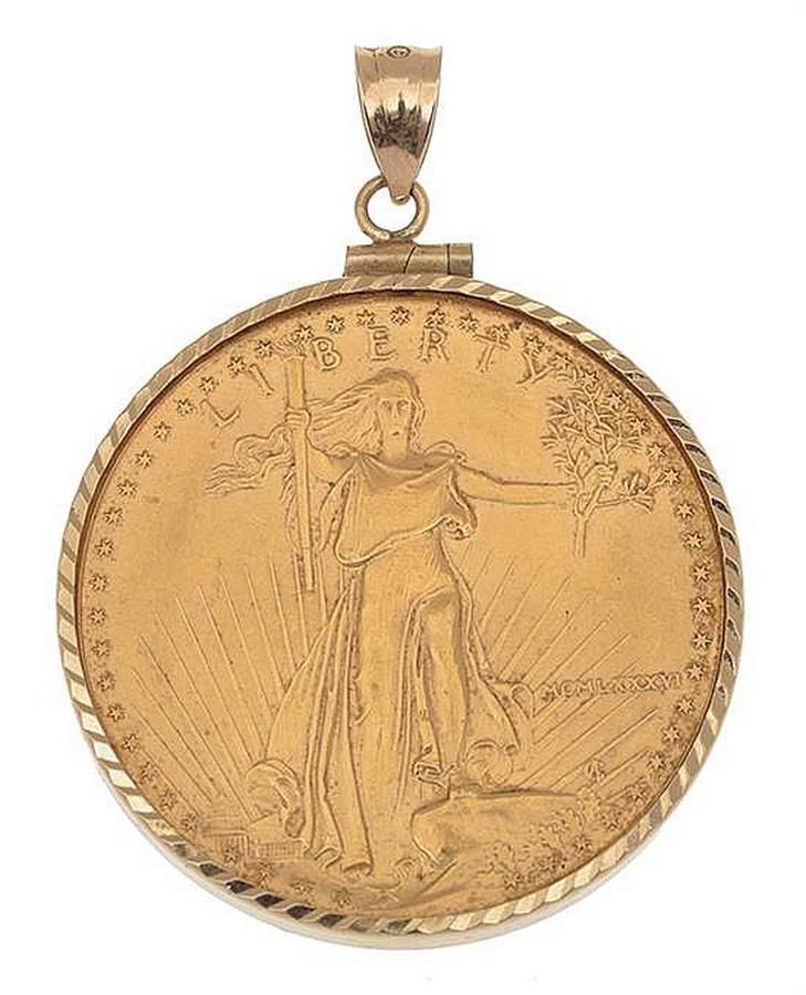 American Gold Coin Pendant in 14ct Gold Frame - Pendants/Lockets ...
