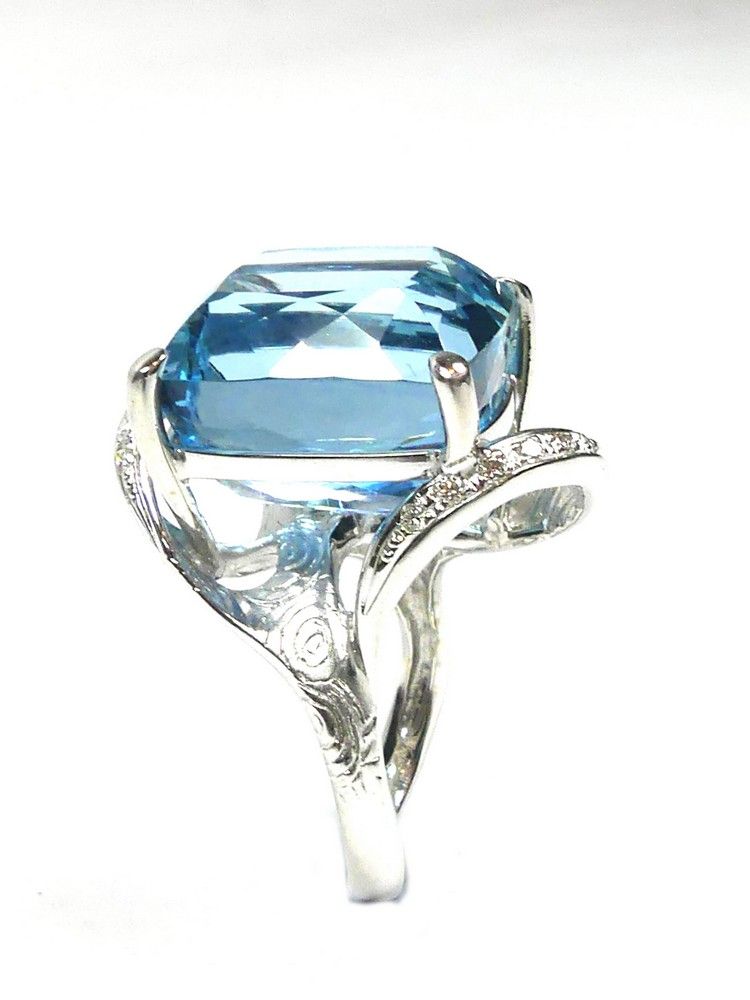 Large aquamarine ring, featuring a bright strong medium… - Rings ...