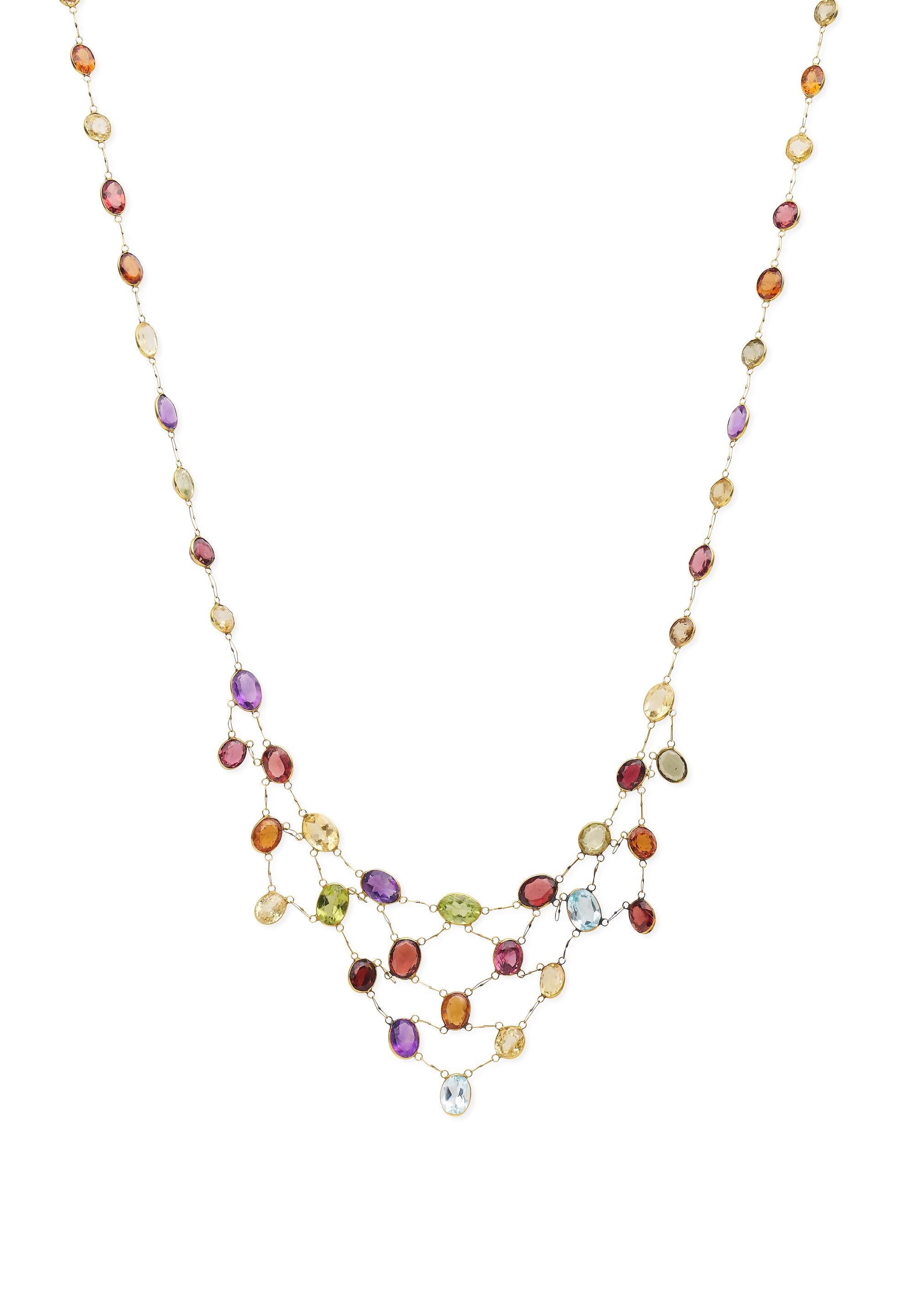 Gem-set bib necklace, Spectacle-set with amethyst, peridot,… - Necklace ...