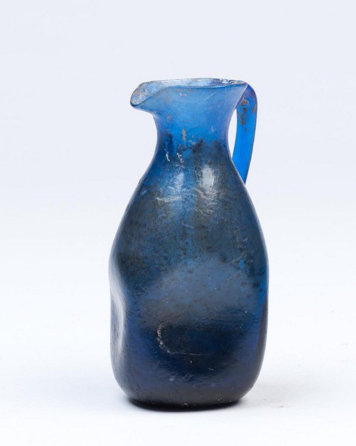 Roman Blue Glass Oinochoe, 1/4th Century, 9 cm High - Roman - Antiquities