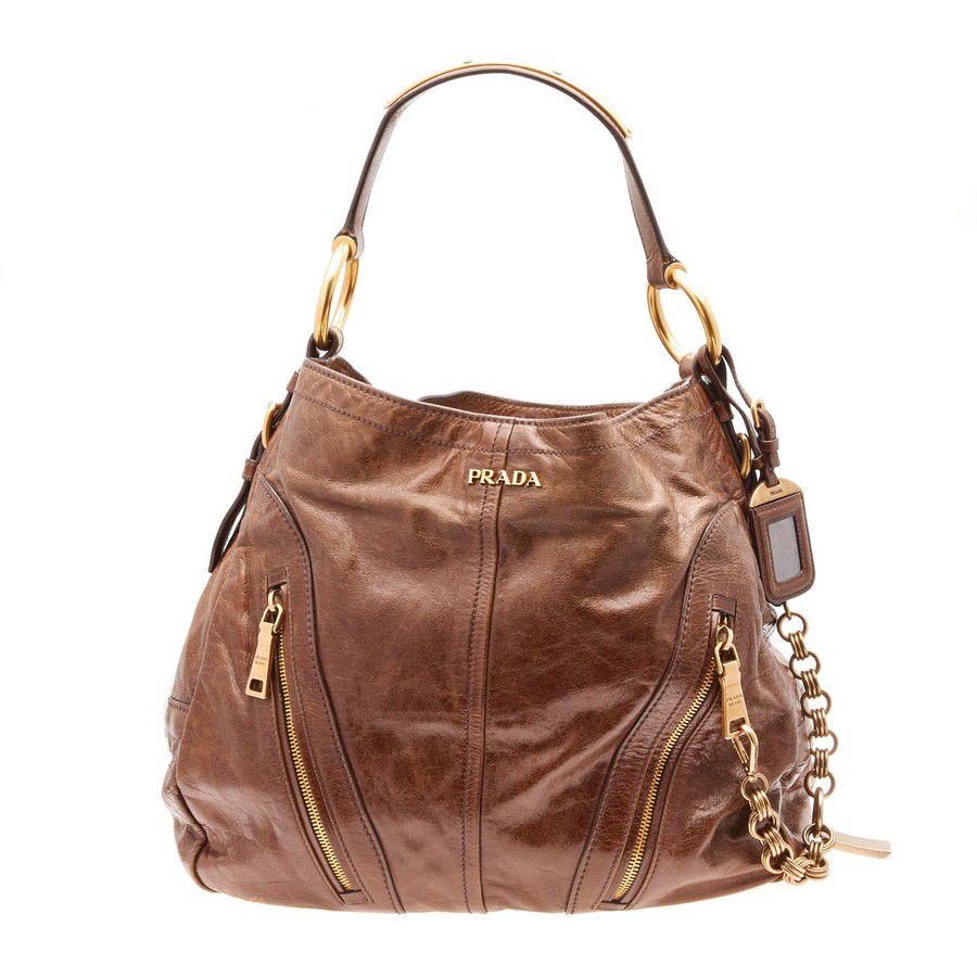 Prada Hobo Handbag in Brown Leather and Canvas - Handbags & Purses ...