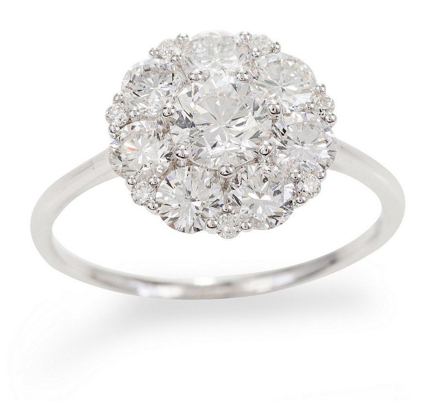 A diamond cluster ring, with round brilliant cut diamonds… - Rings ...