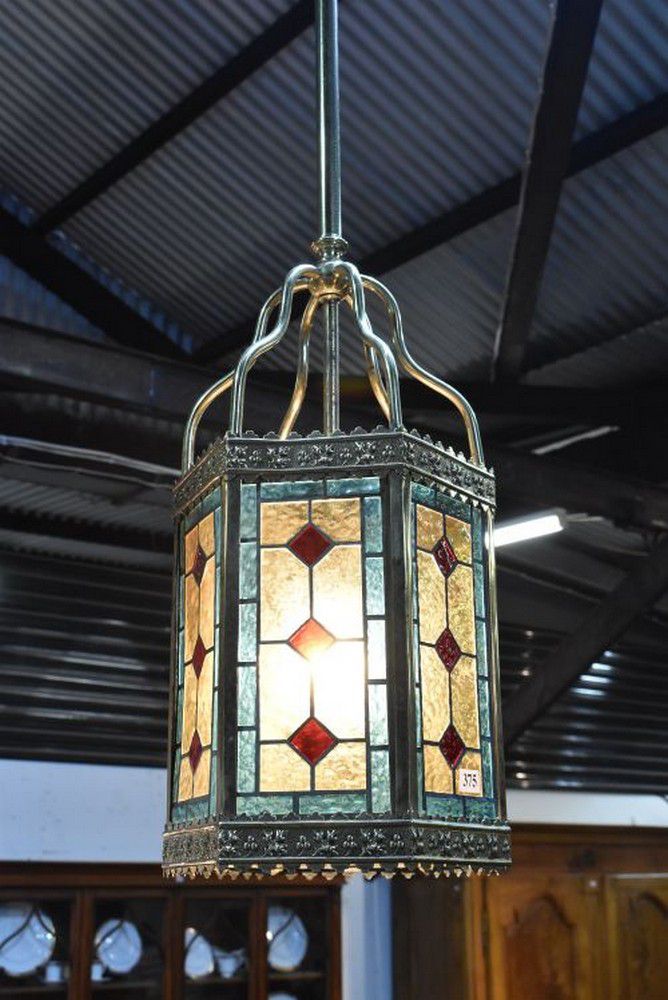 Brass and Leadlight Hallway Lamp Ceiling and Pendant Lights Lighting