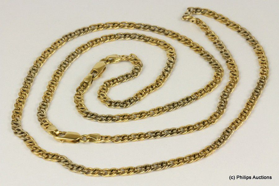 18ct Two-Tone Gold Chain with Diamond Cut Curb Links - Necklace/Chain ...