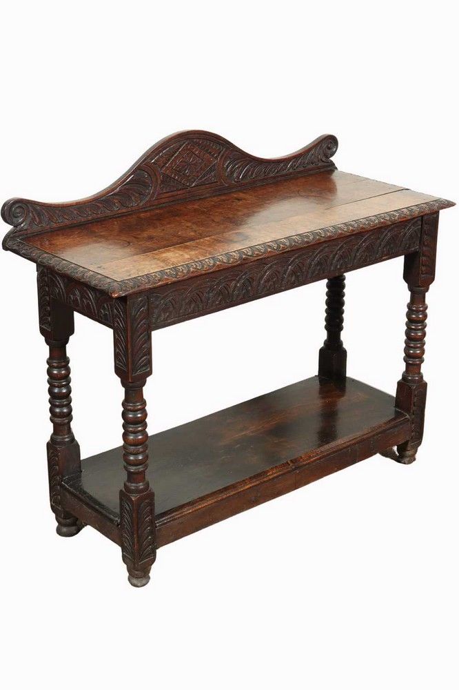 18th Century Oak Hall Table with Carved Scroll Decoration - Tables ...