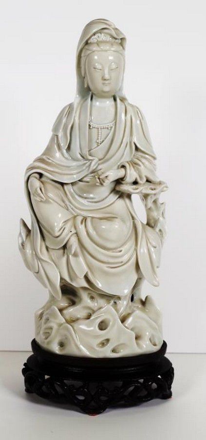 Antique Chinese Kwan Yin Figure with Stand - Ceramics - Chinese - Oriental
