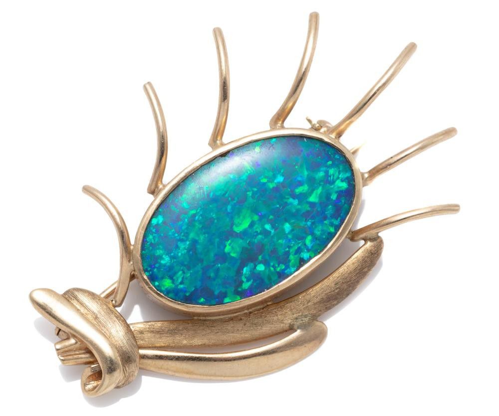 Vintage 9ct Gold Opal Spray Brooch - Brooches - Jewellery
