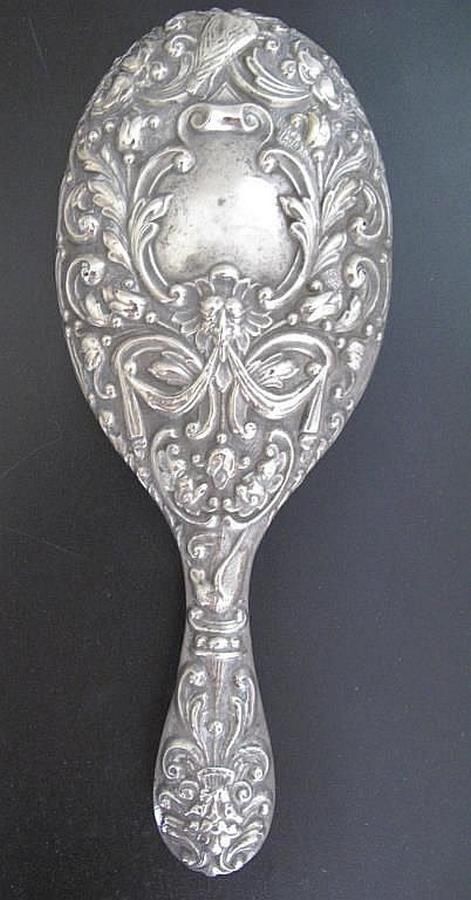 1906 Birmingham Hallmarked Sterling Silver Hand Mirror (25cm ...